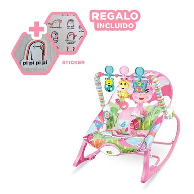 BALANCIN INTERACTIVO DE MECEDORA ROSADO VIBRATORIA CREATIVO PARA DIVERSION Y+REGALO STICKER - 1