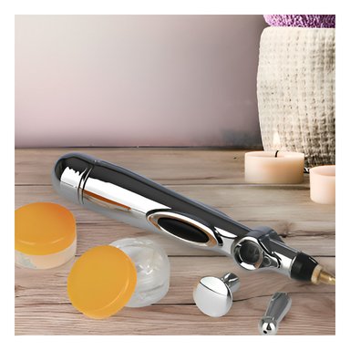 LAPIZ MASAJEADOR ERGONOMICO DE SALUD Y BELLEZA PLATEADO CON DETALLE FINO Y+POST IT - 2