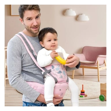PACK4 MOCHILA PORTABEBE ESTILO BALLENITA PARA BEBE ROSADO CON SOPORTE CUELLO Y+PAPEL REGALO - 2