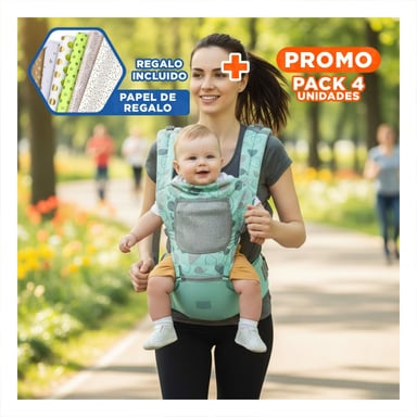 PACK4 PORTABEBE CANGURO FORMA BALLENITA PARA BEBE VERDE CON DISENO MODERNO Y+PAPEL REGALO - 1