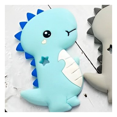PACK12 LIMPIADOR SILICONA DISENO DINOSAURIO PARA BEBE AZUL DE GOMA RESISTENTE Y+PAPEL REGALO - 3