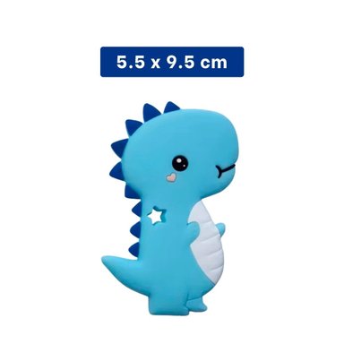 PACK12 LIMPIADOR SILICONA DISENO DINOSAURIO PARA BEBE AZUL DE GOMA RESISTENTE Y+PAPEL REGALO - 4