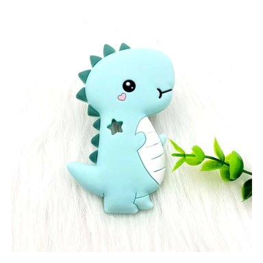 PACK4 MORDEDOR SILICONA DISENO DINOSAURIO PARA BEBE VERDE PARA USO PROLONGADO - 5