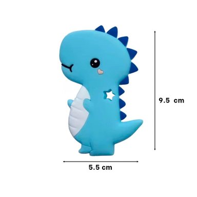 PACK12 JUGUETE SILICONA FORMA DINOSAURIO PARA BEBE AZUL CON FORMA ANIMAL - 4