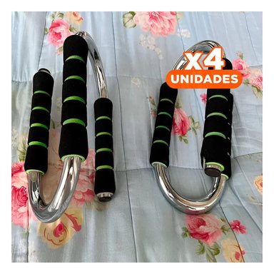 PACK4 SET ACTIVO PUSH UP EN FORMA DE S VERDE CON AGARRE ERGONOMICO - 1