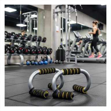 SOPORTE FITNESS PUSH UP EN FORMA DE S AMARILLO CON BASE ESTABLE - 1