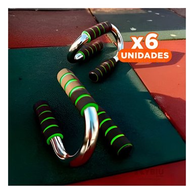 PACK6 PLATAFORMA ACTIVA PUSH UP EN FORMA DE S VERDE CON AGARRE COMODO Y+REGALO STICKER - 1