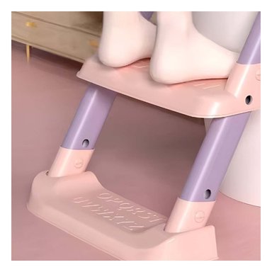 PACK2 ASIENTO DE INODORO CON ESCALERA ROSADO Y LILA OREJITAS - 3