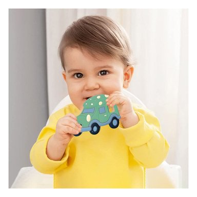 PACK6 RECURSO DE DENTICION CON DISEÑO DE CARRO EN SILICONA VERDE - 2