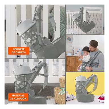 PORTABEBE AJUSTABLE 3 EN 1 MODELO BALLENITA COLOR PLOMO - 5
