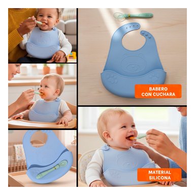 PACK12 PECHERA DE SILICONA CELESTE OSITO LIGERO PARA BEBE Y+PAPEL REGALO - 2