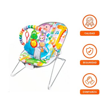 SILLA MECEDORA DE BEBE CON MOVIMIENTO NATURAL Y ASIENTO SUAVE MULTICOLOR MONITO - 3