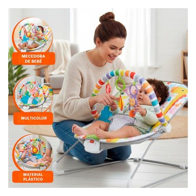 SILLA MECEDORA PARA DESCANSO SEGURO DEL BEBE MULTICOLOR MONITO Y+REGALO STICKER - 2