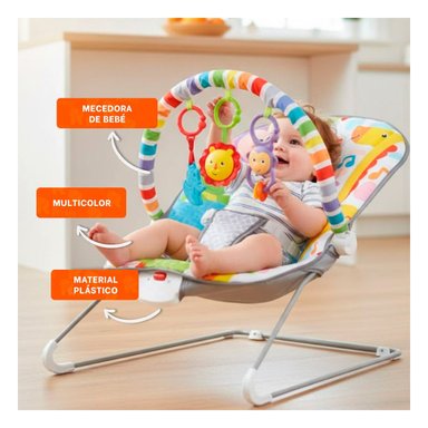 SILLA MECEDORA PARA DESCANSO SEGURO DEL BEBE MULTICOLOR MONITO Y+REGALO STICKER - 5