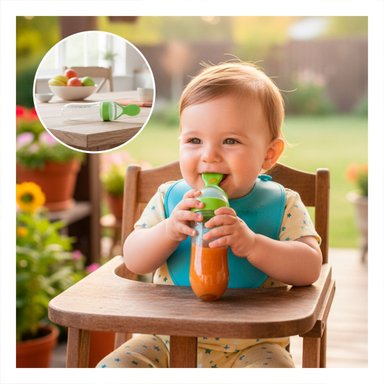 MAMADERA CON CUCHARA PARA ALIMENTACION RAPIDA VERDE Y+LIGAS REGALO - 2