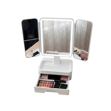 PACK4 SISTEMA DE BELLEZA CON ESPEJO LED TRIPLE BLANCO Y CAJON DESLIZANTE Y+PAPEL REGALO - 3