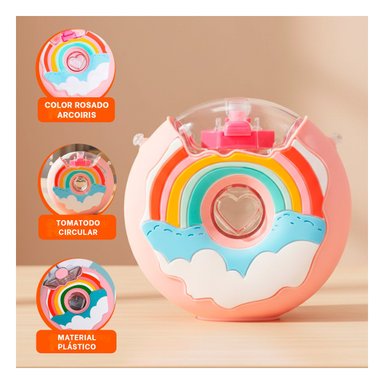 ENVASE PARA BEBIDAS CIRCULAR FUCSIA 14X5CM LIGERO Y RESISTENTE Y+REGALO STICKER - 5