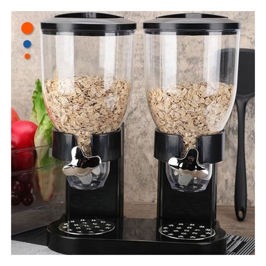 PACK4 CONTENEDOR DOBLE DE GRANOS 2L NEGRO IDEAL PARA ORGANIZAR DESPENSA Y COCINA - 2