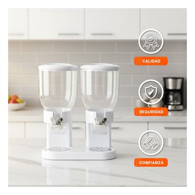 PACK4 CONTENEDOR DOBLE DE GRANOS 2L NEGRO IDEAL PARA ORGANIZAR DESPENSA Y COCINA - 3