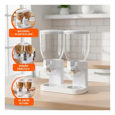 PACK4 CONTENEDOR DOBLE DE GRANOS 2L NEGRO IDEAL PARA ORGANIZAR DESPENSA Y COCINA - 5