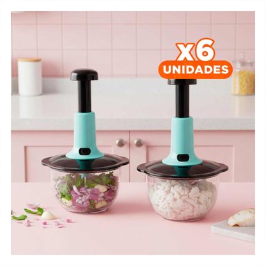PACK6 PICADOR RAPIDO MULTIFUNCIONAL 1 5L BLANCO Y PLOMO PARA COCINA Y+REGALO STICKER - 1