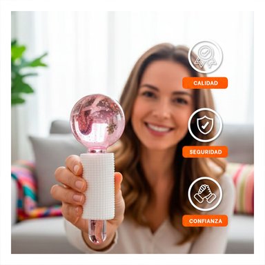 RODILLO FACIAL GLOBOS DE HIELO PAR ROSADO ESTILO MODERNO Y+LIGAS REGALO - 2