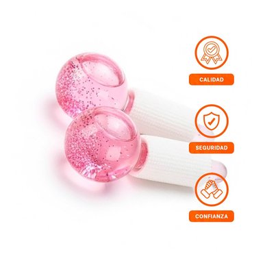RODILLO FACIAL GLOBOS DE HIELO PAR ROSADO ESTILO MODERNO Y+LIGAS REGALO - 3