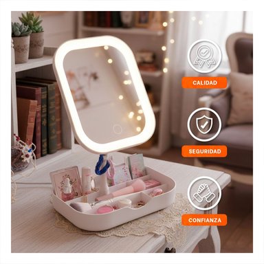 PACK6 ORGANIZADOR TOCADOR LED CUADRADO BLANCO CON BASE PRACTICA Y+REGALO STICKER - 2