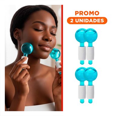 PACK2 MASAJEADOR FACIAL CON GLOBOS DE HIELO CELESTE PAR PARA USO DIARIO - 1