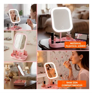 PACK6 PANEL TOCADOR LED CUADRADO ROSADO CON BANDEJA FUNCIONAL Y+PAPEL REGALO - 3