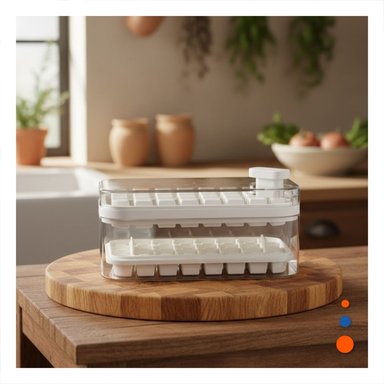 PACK2 CONTENEDOR BLANCO PARA CUBOS DE HIELO CON PRACTICO CLIC Y+PAPEL REGALO - 2