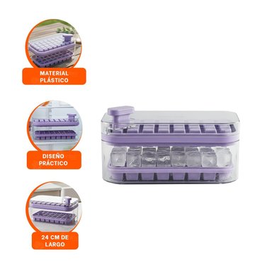 CUBITERA MODERNA MORADA CON SISTEMA CLIC PARA HIELO - 3