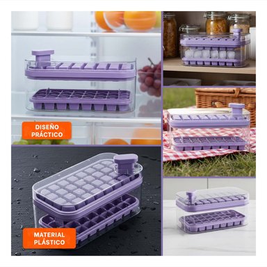 CUBITERA MODERNA MORADA CON SISTEMA CLIC PARA HIELO - 5