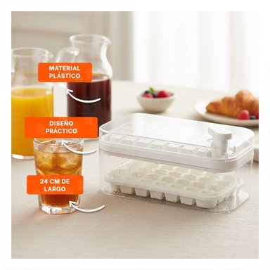 RECIPIENTE DOBLE BLANCO PARA HIELO CON FACIL DESMOLDE Y+REGALO STICKER - 5