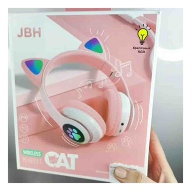 PACK12 CASCOS INALAMBRICO TIPO GATO CON LUCES CON HUELLITAS PARA MUSICA ROSADO - 3