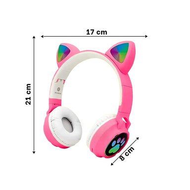 PACK4 AURICULAR STEREO TIPO GATO CON LUCES CON HUELLITAS PARA DIVERSION FUCSIA Y+PAPEL REGALO - 4