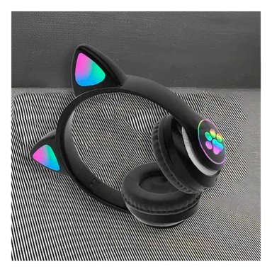 PACK6 HEADSET BLUETOOTH TIPO GATO CON LUCES CON HUELLITAS PARA LLAMADAS NEGRO Y+REGALO STICKER - 3