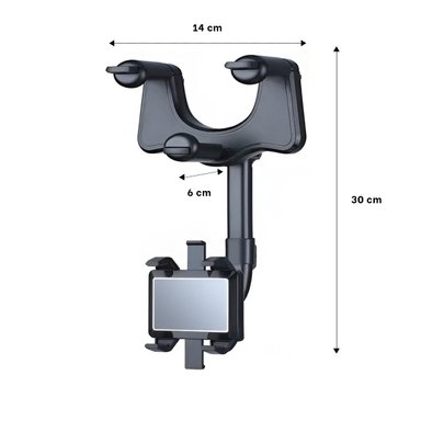 PACK4 MONTAJE CELULAR EN RETROVISOR 360 NEGRO LIGERO FUNCIONAL Y MODERNO - 4