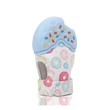 PACK6 MANOPLA INFANTIL EN COLOR CELESTE CON FORMA DE DONA MORDEDORA Y+REGALO STICKER - 2