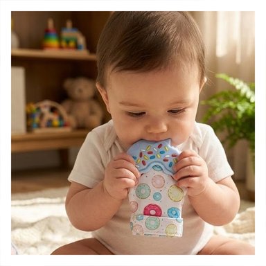 MORDEDOR EN COLOR CELESTE EN FORMA DE DONA PARA DENTICION INFANTIL Y+LIGAS REGALO - 2