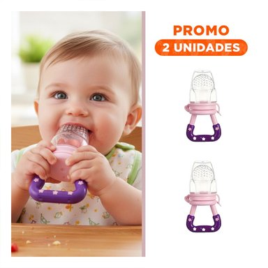 PACK2 CHUPON EN COLOR MORADO CON ESTRELLITAS DE SILICONA EN FORMATO ALIMENTADOR PRACTICO - 1