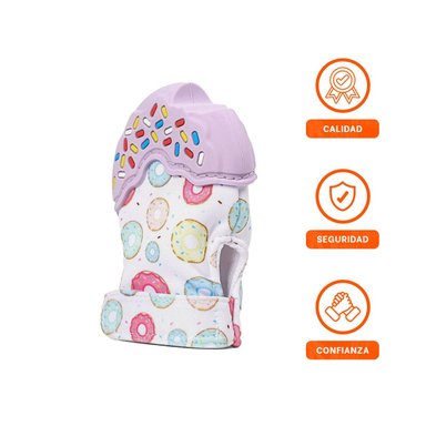 MORDEDOR INFANTIL TIPO FORMA DE DONA EN COLOR LILA CON GUANTE FLEXIBLE - 3