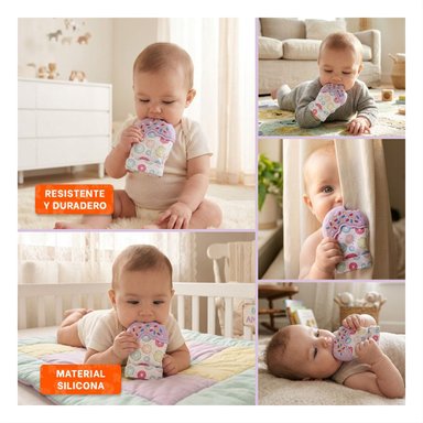 MORDEDOR INFANTIL TIPO FORMA DE DONA EN COLOR LILA CON GUANTE FLEXIBLE - 5