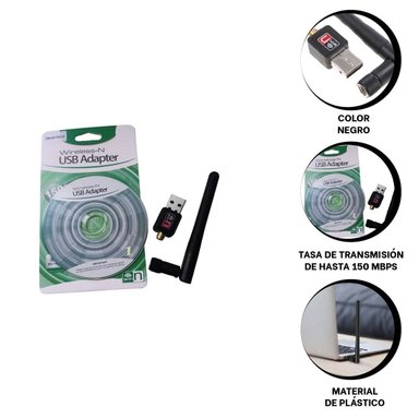 PACK12 RECEPTOR WIFI USB LIGERO PARA SENAL ESTABLE Y CONEXION CONTINUA NEGRO - 5