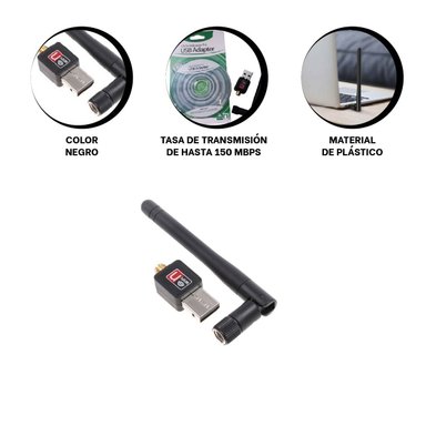 CONECTOR USB WIFI PORTATIL PARA SENAL ESTABLE Y RAPIDA COLOR NEGRO Y+REGALO STICKER - 4