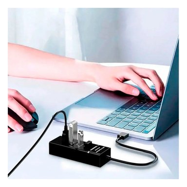 PACK6 CONECTOR 4 ENTRADAS HUB 303 COLOR NEGRO PARA COMPUTADORA Y LAPTOP Y+PAPEL REGALO - 5