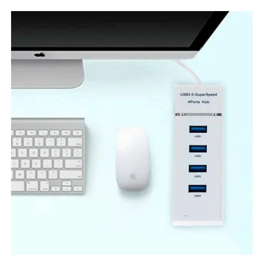 ADAPTADOR 4 ENTRADAS HUB 303 BLANCO PARA OFICINA Y MULTIPLES DISPOSITIVOS Y+REGALO STICKER - 2