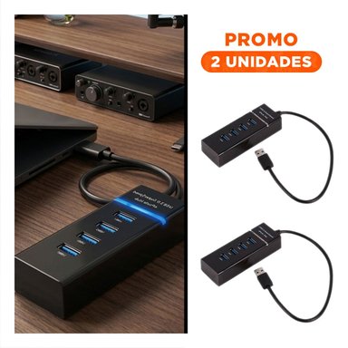 PACK12 CONECTOR NEGRO 4 ENTRADAS HUB 303 COMPATIBLE CON PC Y ACCESORIOS Y+PAPEL REGALO - 1