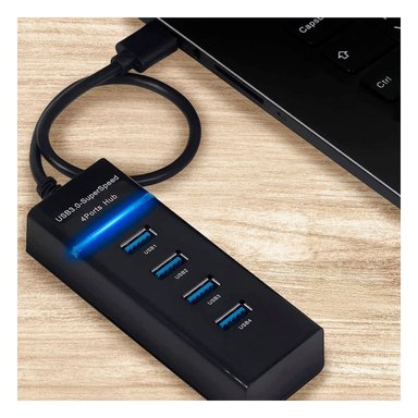 PACK12 CONECTOR NEGRO 4 ENTRADAS HUB 303 COMPATIBLE CON PC Y ACCESORIOS Y+PAPEL REGALO - 3