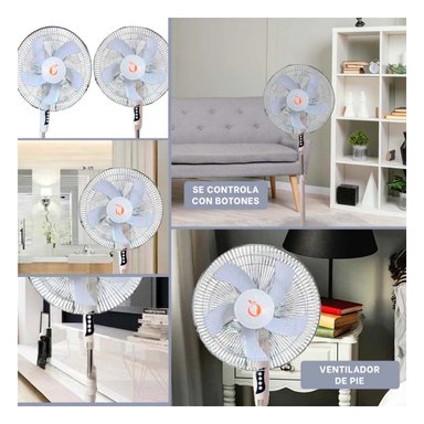 PACK2 ABANICO ELECTRICO 16PULG BLANCO AJUSTABLE POTENTE CON BASE FIRME Y+PAPEL REGALO - 3